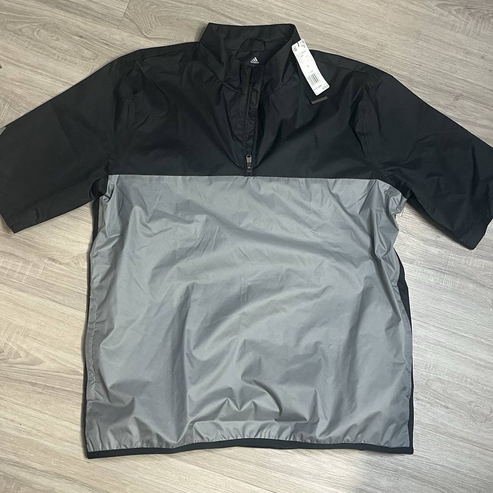 Adidas Golf Climate Storm Black/Gray Short Sleeve Windbreaker Pullover Sz Large